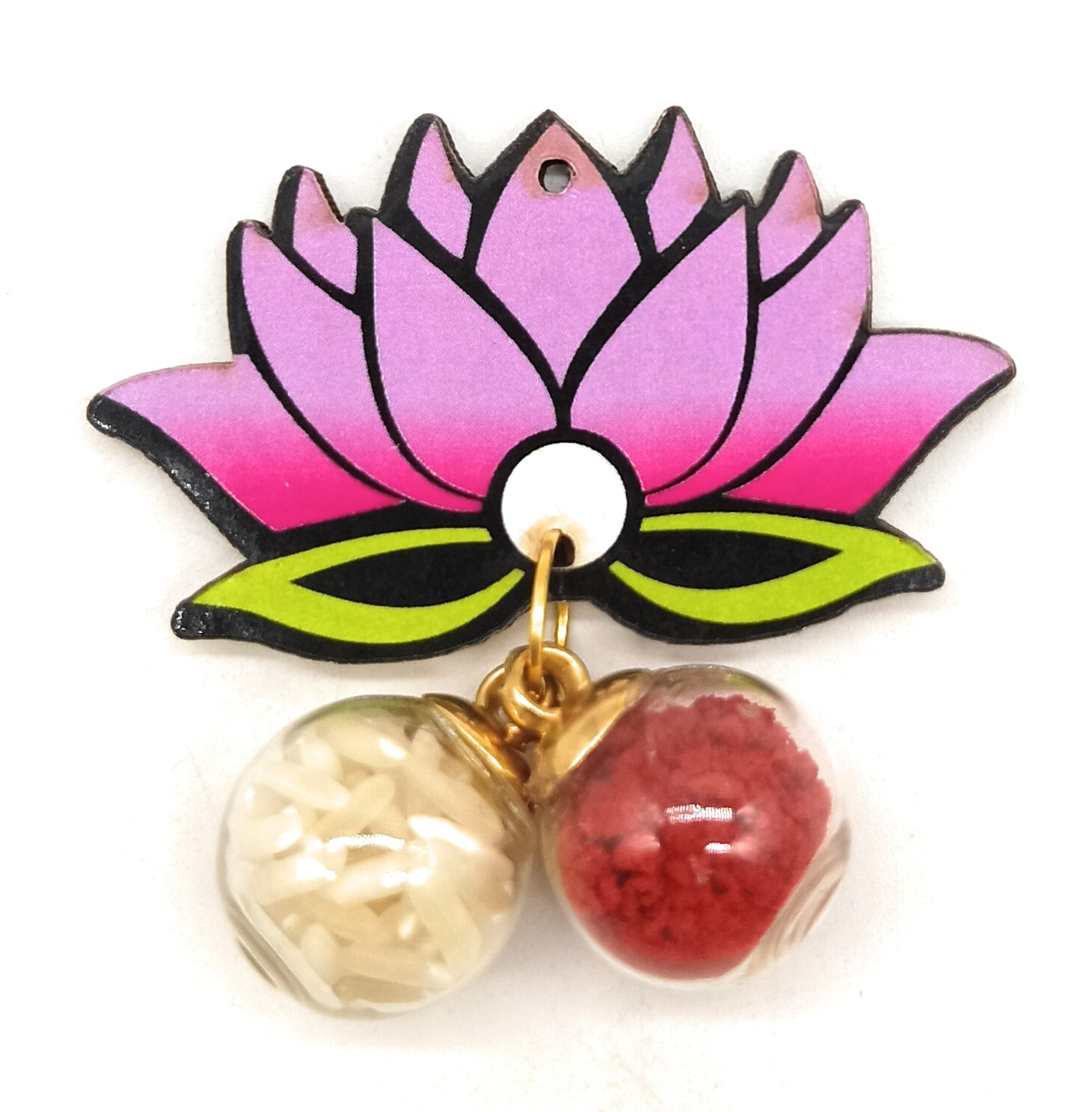 Roli Chawal Unopenable Dome Bottles Set with 2"  MDF Lotus