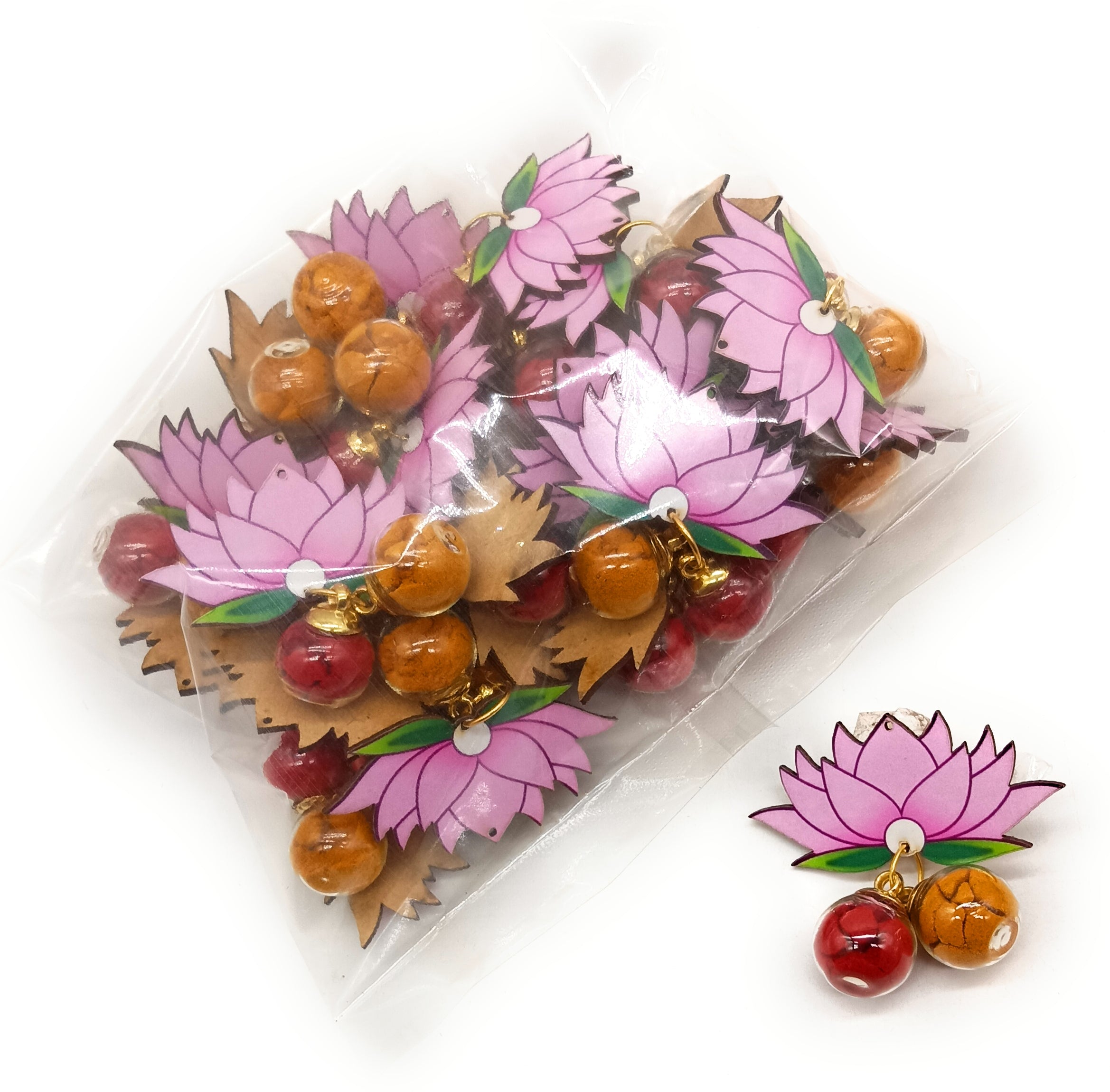 Haldi Roli Unopenable Dome Bottles Set with 2"  MDF Lotus