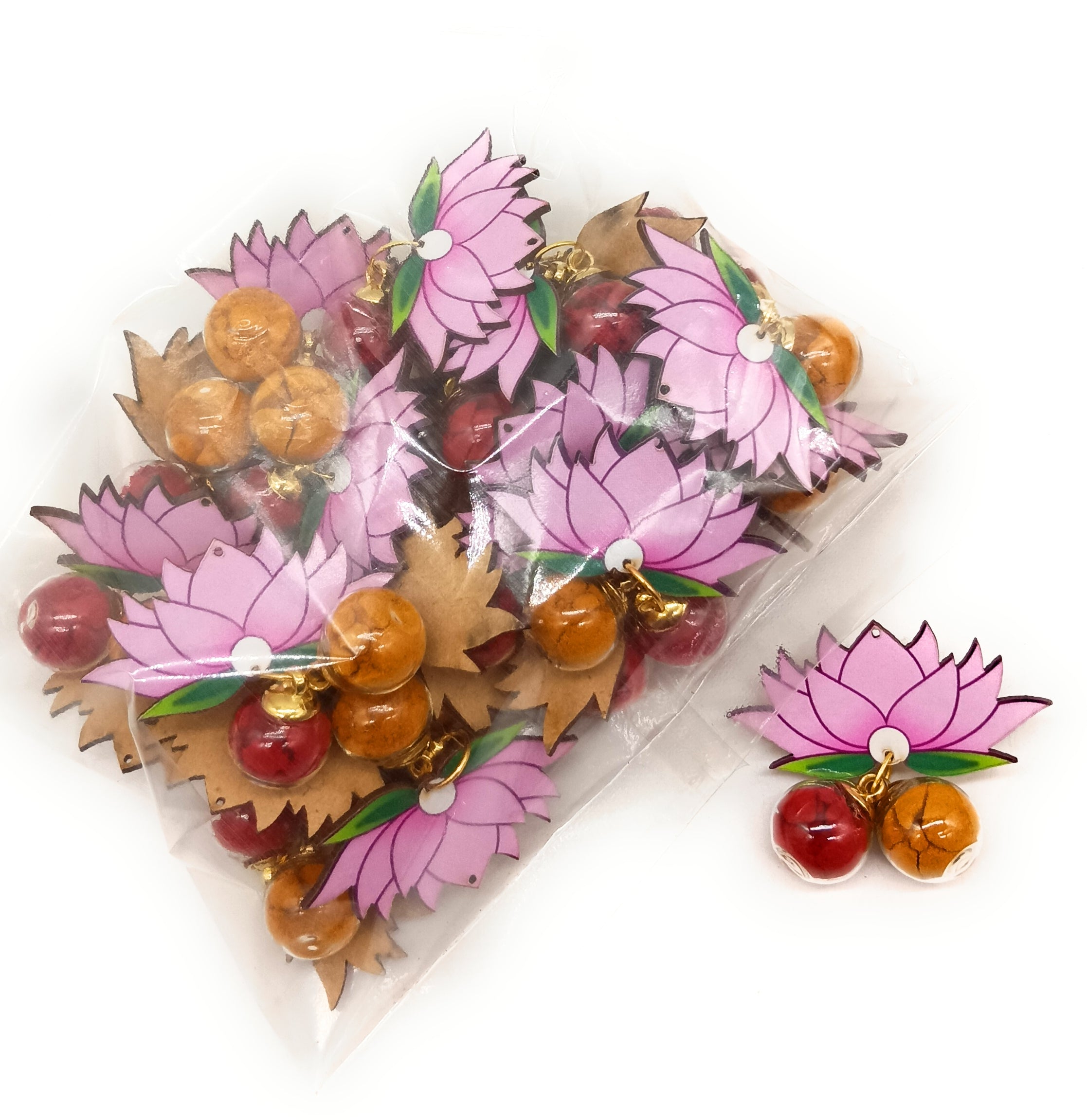 Haldi Roli Unopenable Dome Bottles Set with 2"  MDF Lotus