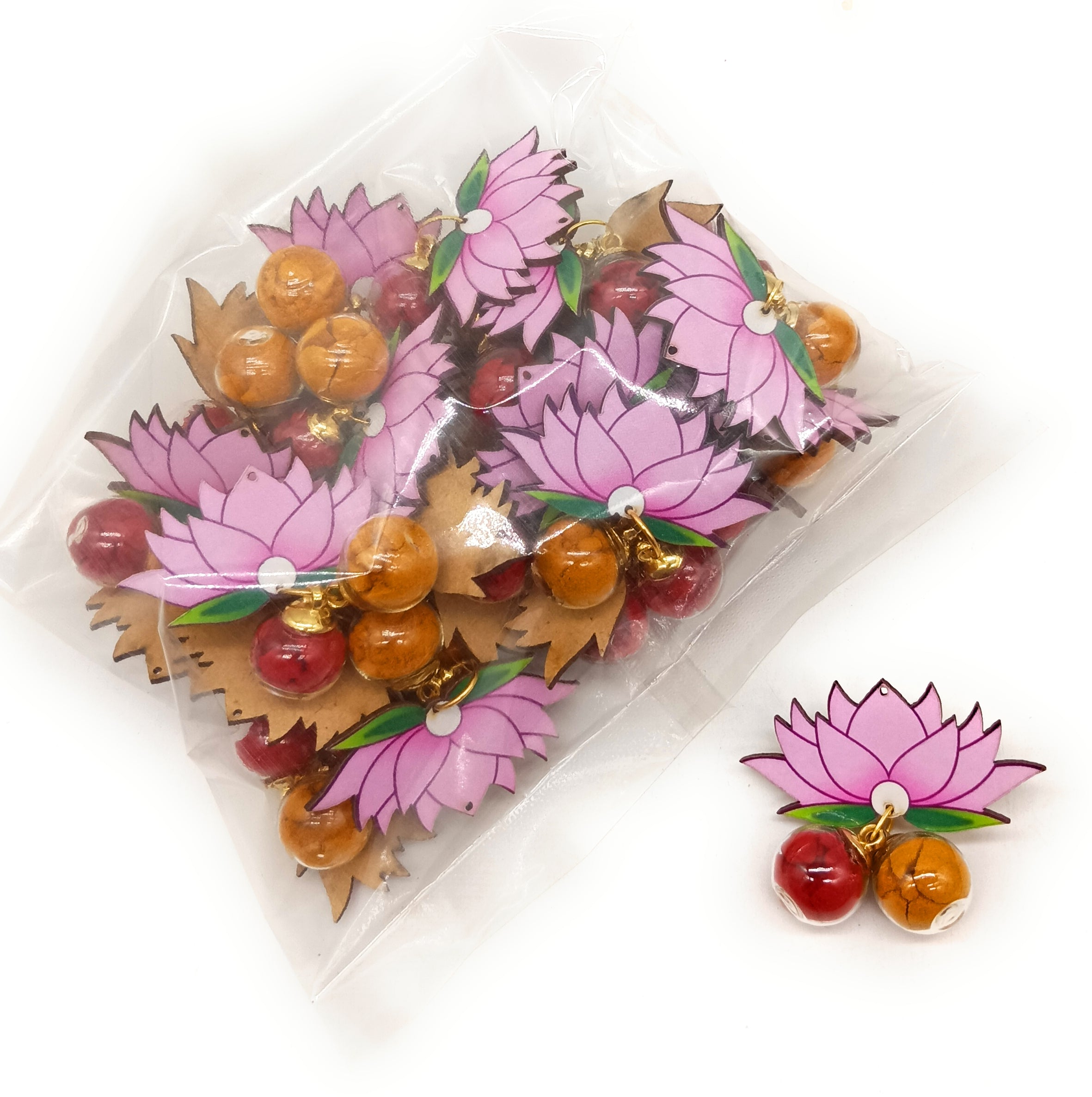 Haldi Roli Unopenable Dome Bottles Set with 2"  MDF Lotus