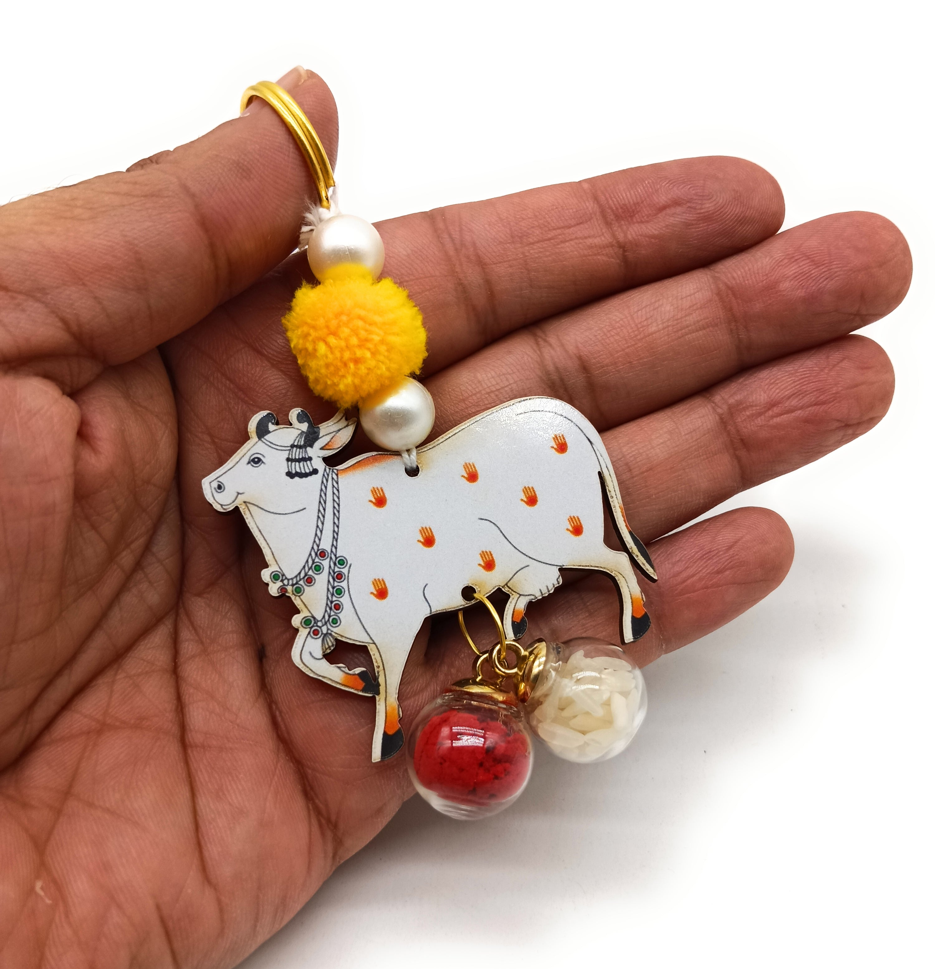 Roli Chawal Dome Bottles with MDF Cow