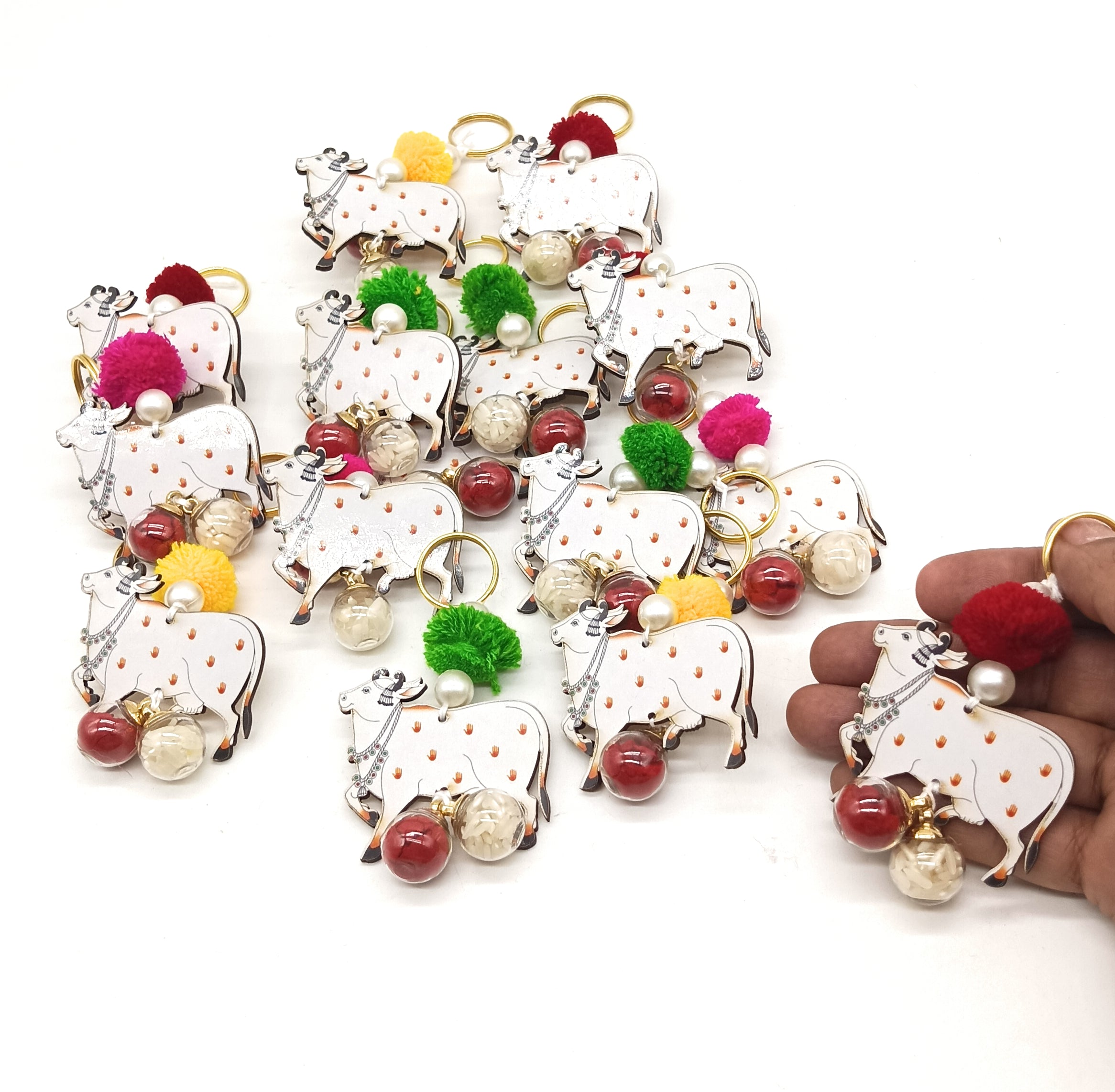 Roli Chawal Dome Bottles with MDF Cow