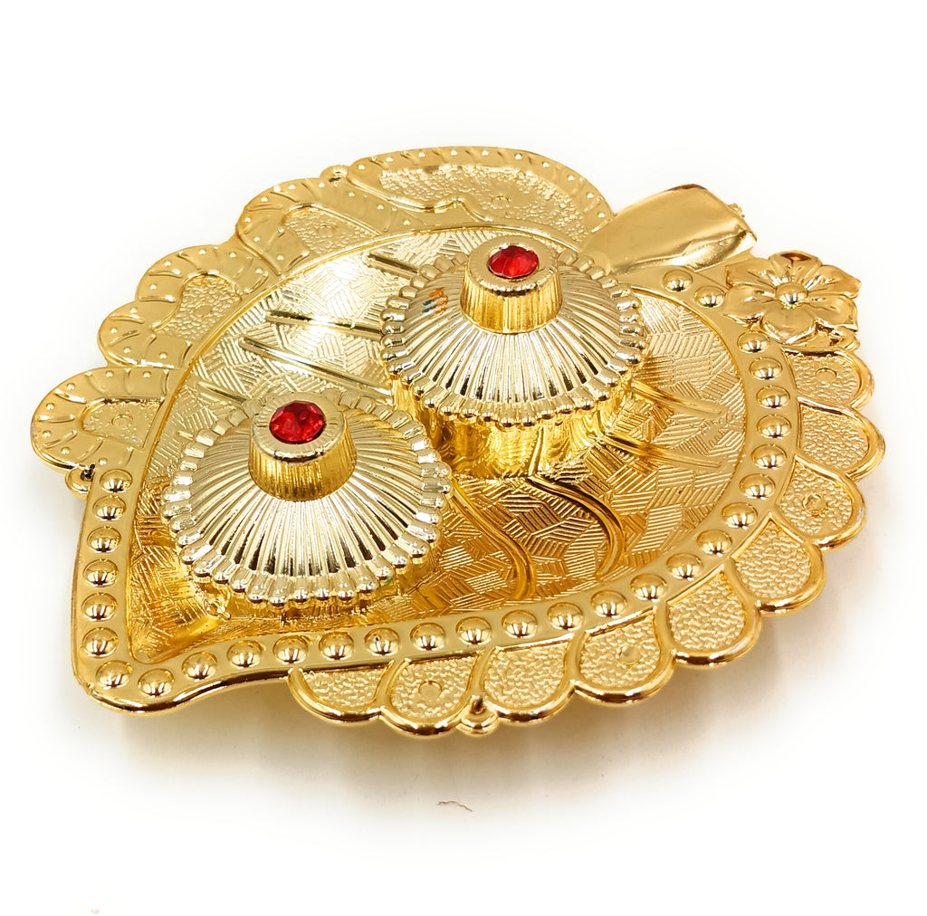 Paan Patta Plate(Plastic) with 2 Small Dibbi 4" P33