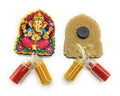 Haldi Roli 1ml mini Bottles with MDF Ganesh ji (2 Inch), with Fridge Magnet P51