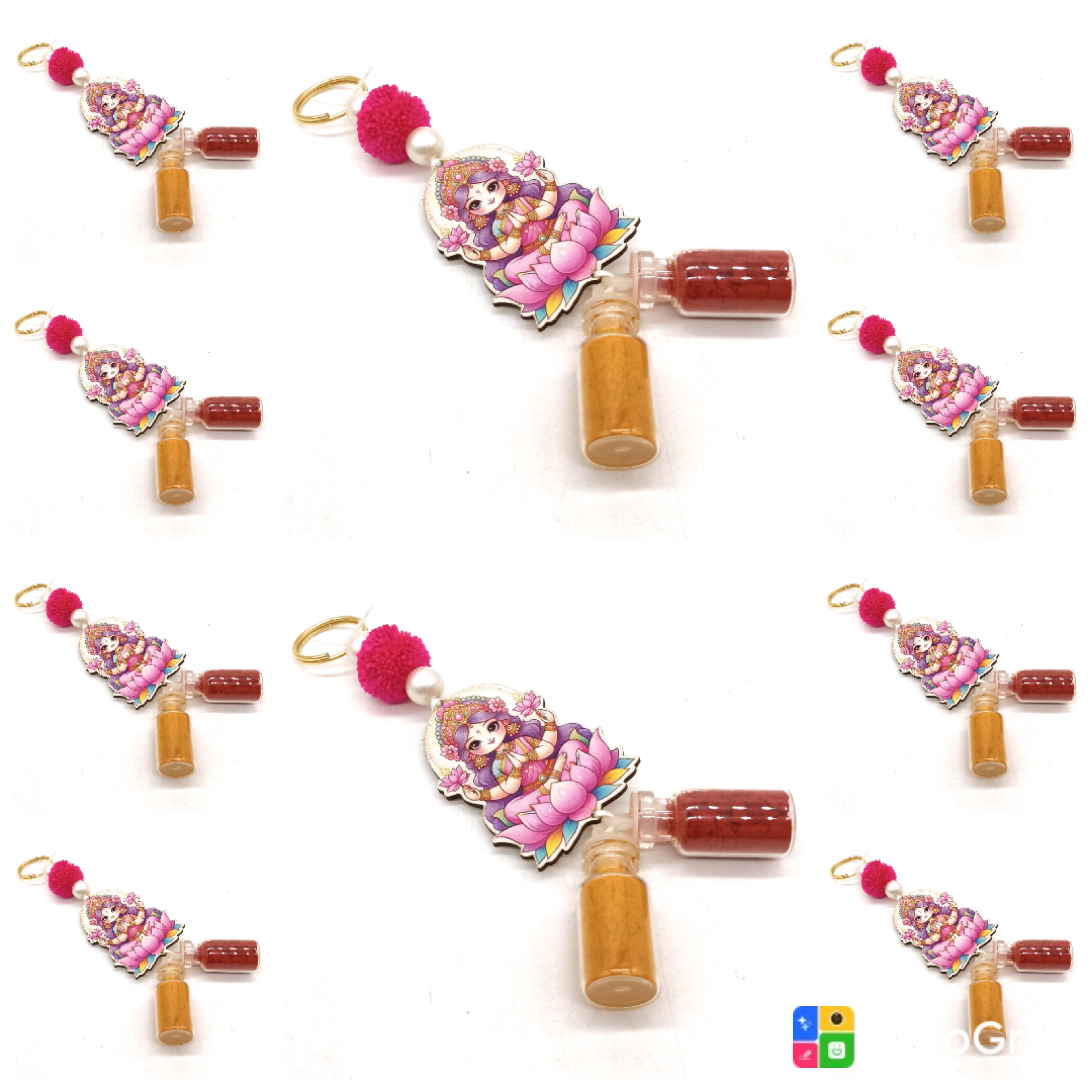 Haldi Roli 2ml Bottles with MDF Laxmi Ji