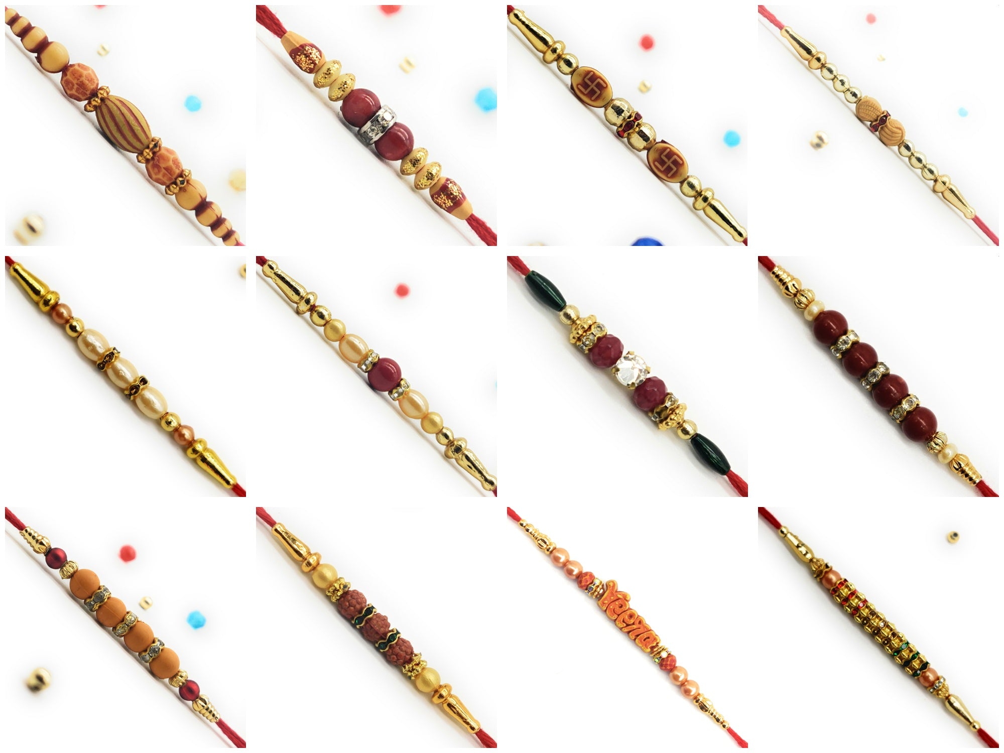 Set of 12 Different Rakhis in a card H12