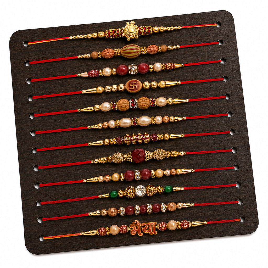 Set of 12 Different Rakhis in a card H12