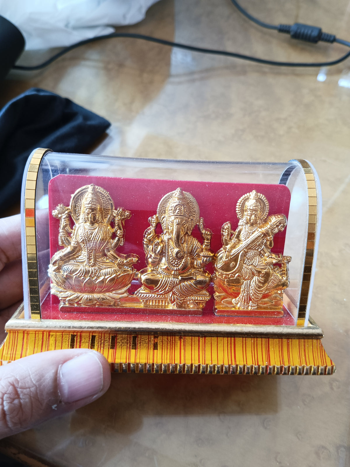 Table Statue Laxmi Ji Ganesh Ji Serswati Ji 4.5(L) x 2.25(B) x 3(H) Inch ST03