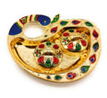 Meenakari Peacock Plate (Plastic) with 2 Small Dibbi 4.5" P12